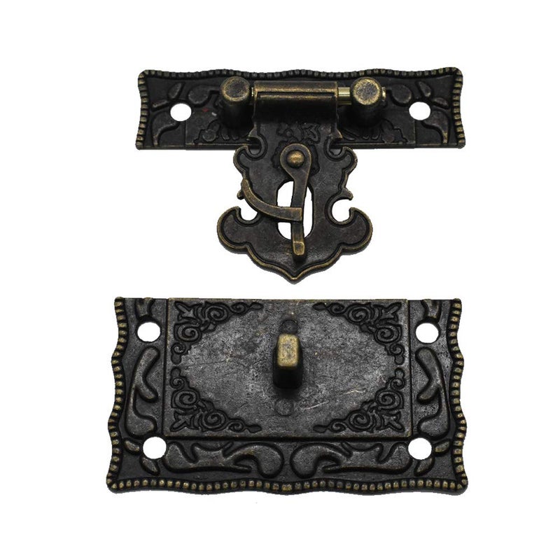 NIANNIAN Antique Jewelry Box Lock Latch Hasp Hinges Handle Corner Protectors Kit for DIY Bronze Tone 2 Sets 24Pcs - Image 3
